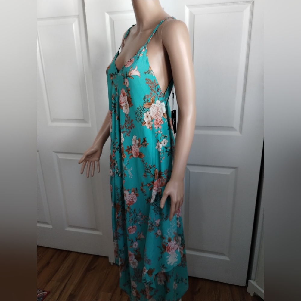 Tolani Teal Floral Maxi Dress - Picture 4 of 9